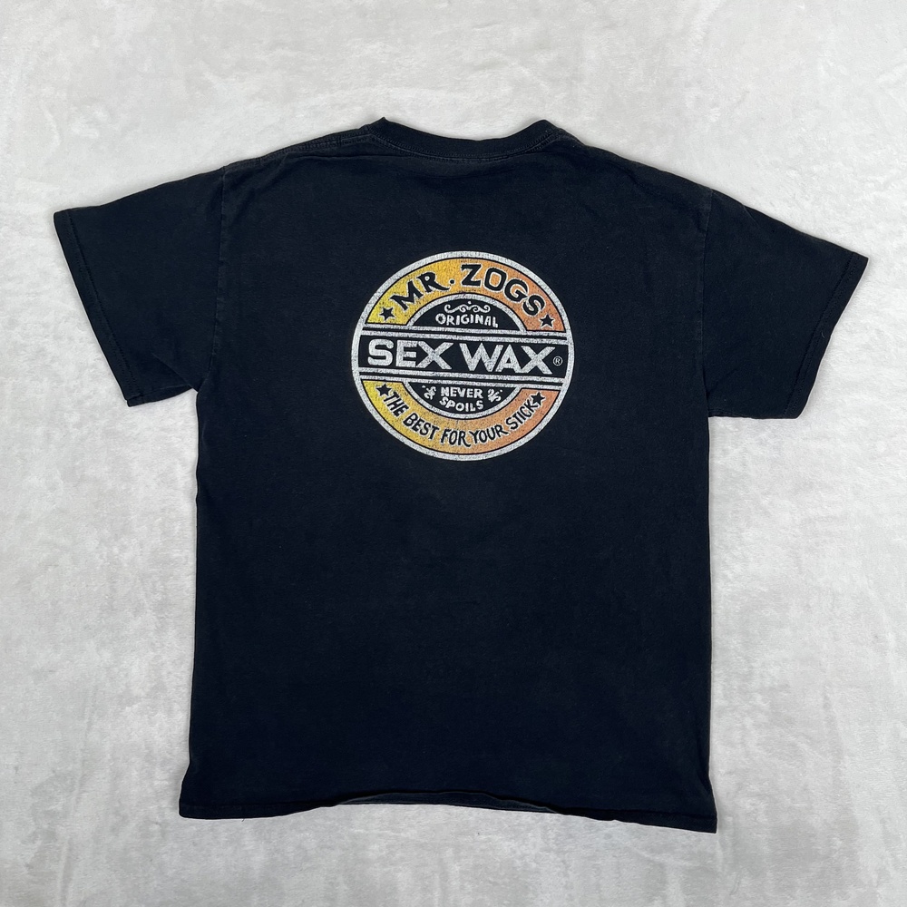Vintage Mr Zogs Sex Wax T-Shirt Mens Medium Black Surfing Logo Back